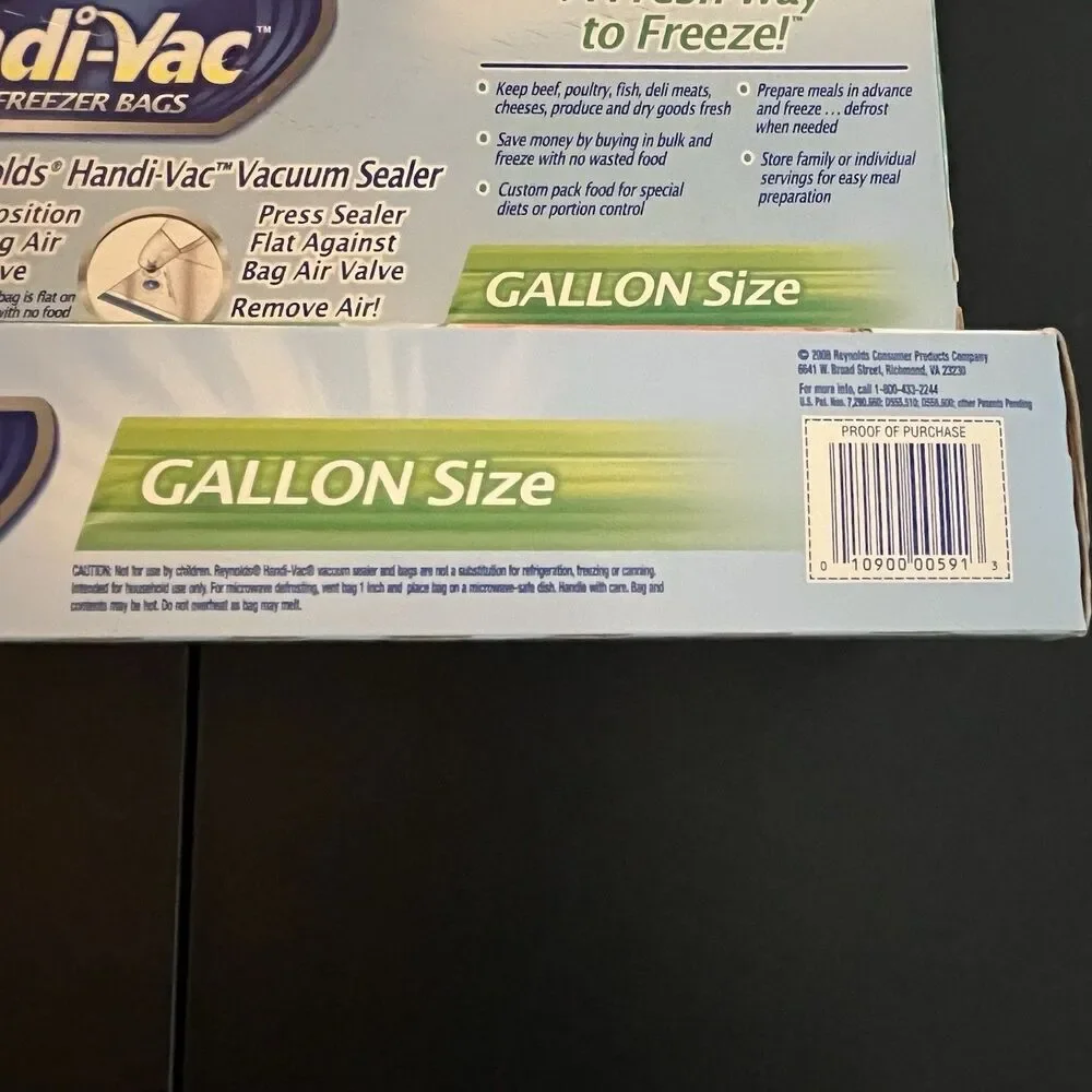 Reynolds Handi-Vac Vacuum Freezer Bags Gallon Size Lot of 3 27 Bags Total